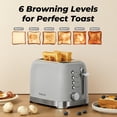 thumbnail image 4 of Culinaid Toaster 2 Slice Retro Stainless Steel with 1.5 Extra Wide Slots Bagel, Defrost, Reheat, Cancel Functions, 6 Bread Shade Settings, Removable Crumb Tray, Gray, 4 of 8