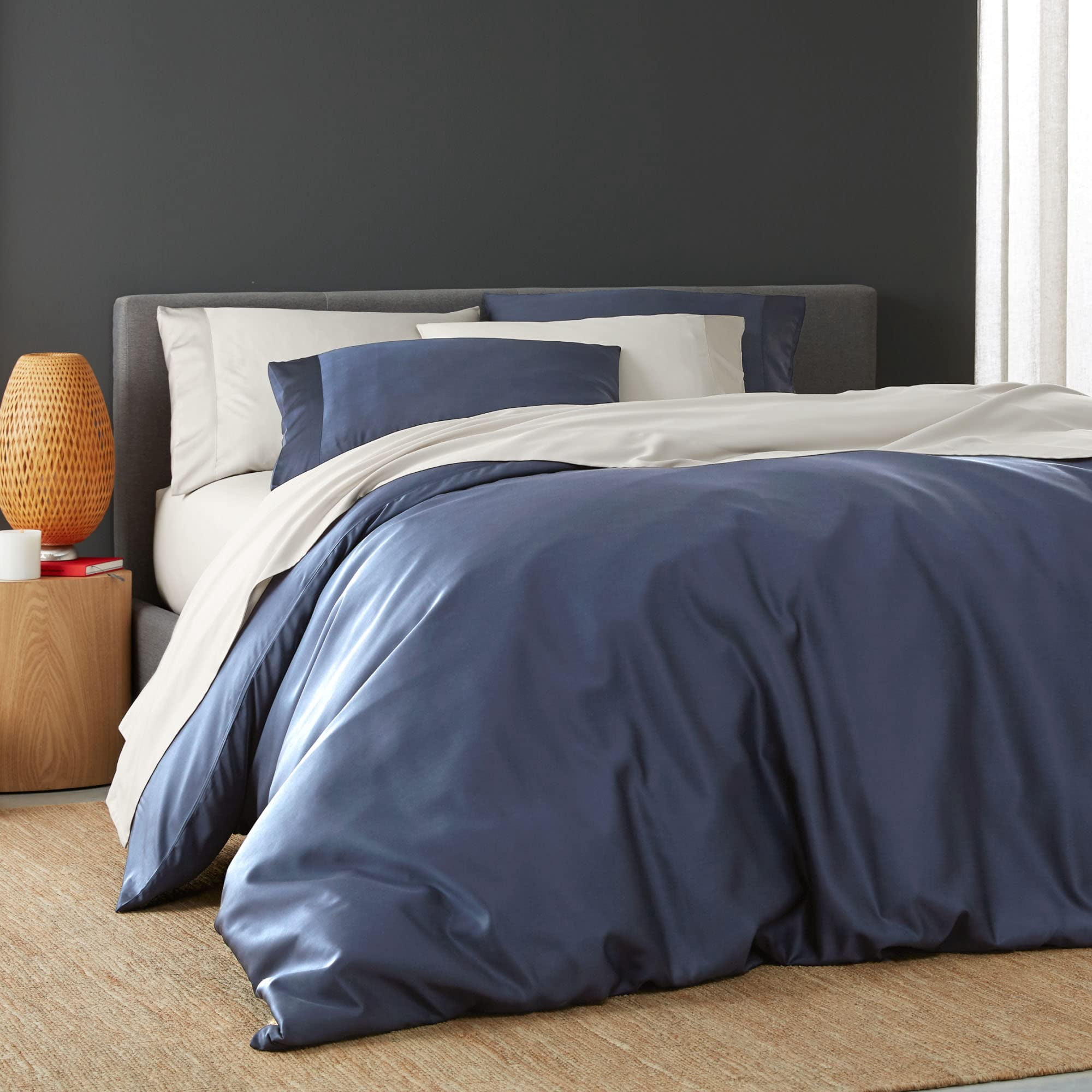 DOZ Duvet Cover Set 100% Viscose derived from Bamboo Organically Grown Buttery Soft Cooling Duvet Covers High GSM 1 Duvet Cover and 2 Pillowcases 106""x90"" (Sapphire King/Cal King)