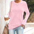 thumbnail image 2 of Pxiakgy T-Shirts pour Femmes T-Shirts pour Femmes Chandail en Molleton Décontracté à Col Rond Manches Courtes Longues Chemise Douce Ample Hauts Rose + 5TG, 2 of 4