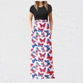 thumbnail image 2 of QIPOPIQ Robes pour Femmes avec Poches Manches Courtes Tendance Imprimé Fête de l'Indépendance Robe d'Été Vacances Longue Robe Offres 2023, 2 of 7