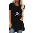 thumbnail image 4 of T-shirt Décontracté pour Femmes à Imprimé, Col Rond, Coupe Ample, Manches Courtes, Haut Blouse Chandail, 4 of 5
