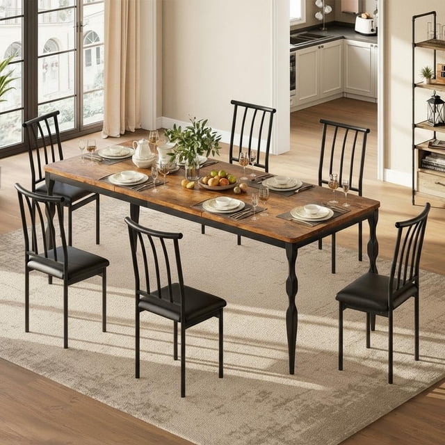 YUSAZENS 78.7" Modern Rectangular Dining Table with Special-Shaped Legs, Large Long Kitchen Table for Dining Room & Living Room