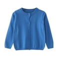 thumbnail image 1 of aohooy Girls Long Sleeve Cardigan Sweater Todder Infant Open Front Button Closure Knitted Cable Cardigans Tops 6M-5Y Blue,100, 1 of 4