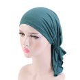 thumbnail image 2 of Fashion Women Reversible Adjustable Beading Braid Hat Muslim Ruffle Cancer Wrap Cap Sleep Caps Satin Lined Hair Bonnets, 2 of 4