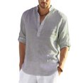 thumbnail image 1 of Wangsaura Chemise Décontractée pour Hommes Couleur Unie Manches Longues Col Montant Boutons, 1 of 7