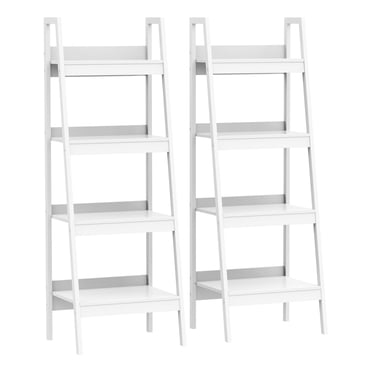 HOMCOM Set of 2, 4 Tier Ladder Shelf Bookcase, Multifunctional Display Rack