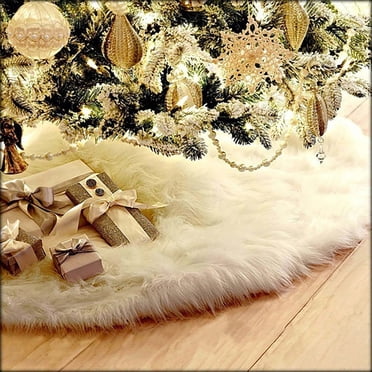 TIMIFIS Jupe d'Arbre de Noël - Jupe d'Arbre de Noël Blanche de 30,7 Pouces, Jupe d'Arbre en Fausse Fourrure Moelleuse Classique Douce Haut de Gamme pour Décorations et Ornements d'Arbre de Noël