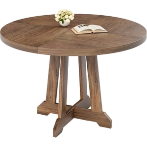 EastVita 47 Inch Wood Round Dining Table for 4, Modern Kitchen Table, Farmhouse Dinner Table, Round Kitchen Table with Wooden Top and Sturty Legs
