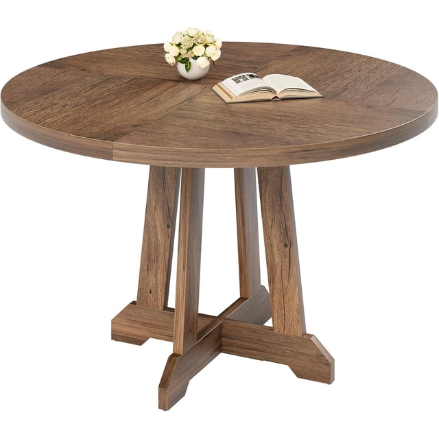 Ourlova 47 Inch Wood Round Dining Table for 4, Modern Kitchen Table, Farmhouse Dinner Table, Round Kitchen Table with Wooden Top and Sturty Legs