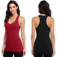 thumbnail image 4 of Women's Racerback Tank Tops Cotton Wide Strap Yoga Workout Undershirt Pack of 2, 4 of 7