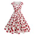 thumbnail image 2 of Ovzne Robes pour Femmes 2025 Robe Femme Robe Parent-Enfant Style Floral Robe à Nœud Camisole Robe de Printemps à Manches Courtes Imprimée Liquidation, 2 of 7
