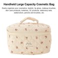 thumbnail image 4 of Homerr Floral Print Cosmetic Bag Cotton Makeup Pouch Floral Print Quilted Makeup Bag Large Capacity, Zipper Closure, Soft Handle, 4 of 7