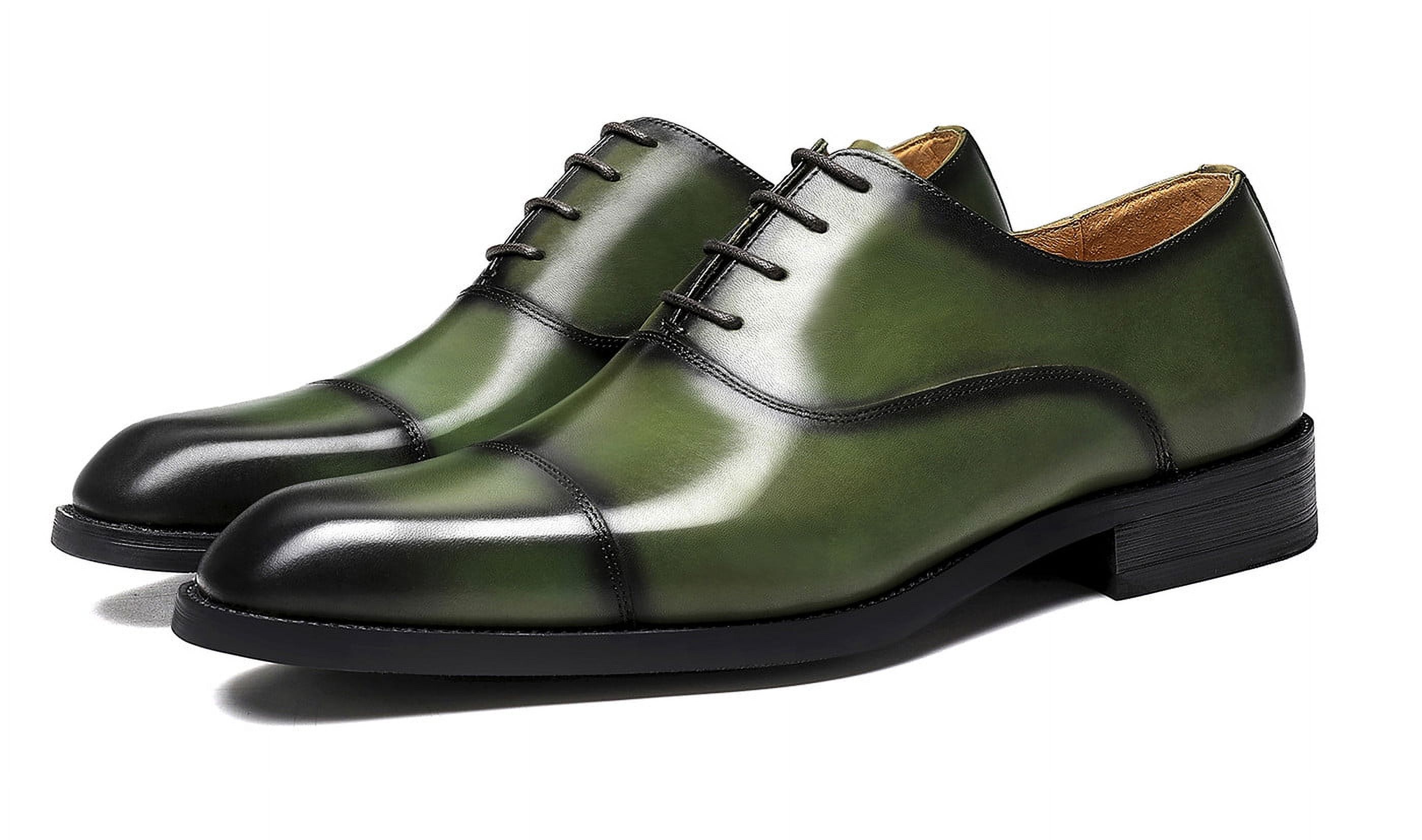 Santimon Green Dress Shoes for Men Cap Toe Lace-up Oxofrd  display picture 3