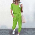thumbnail image 2 of Yuyuzo Womens Workout Sets 2 Piece Short Sleeve Crew Neck T-Shirts Drawstring Jogger Pants with Pockets, 2 of 5