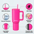 thumbnail image 1 of Gobelet en Acier Inoxydable de 40 oz avec Couvercle à Paille – Rétention Chaude et Froide de 24+ Heures, Conception Étanche au Quart de Tour, Compatible avec Porte-Gobelet – Framboise, 1 of 10