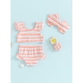 thumbnail image 4 of FOCUSNORM Toddler Girls Three Piece Swimsuits Fly Sleeve Bikini Set Beachwear Summer Bathing Suits, 4 of 9