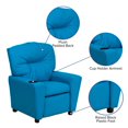thumbnail image 2 of Contemporary Turquoise Vinyl Kids Recliner with Cup Holder, 2 of 9