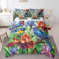 thumbnail image 1 of Floral Hummingbird Comforter Set Queen,Rustic Farmhouse Flowers Bedding Set 7 Piece Bed In A Bag,Country Garden Style Irises Bed Set With Comforter,Sheets Pillow Case And Covers, 1 of 5