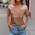 thumbnail image 2 of FAIWAD Women Summer Tops Short Sleeve Irregular V Neck Button T-Shirts Geometric Color Block Print Tees Blouses, 2 of 5