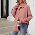thumbnail image 4 of RXIRUCGD Mode Femme Couleur Unie Manches Longues Col à Revers, Rose, Taille : 2TG, 4 of 8