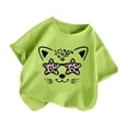 thumbnail image 3 of LUOGENLI T-Shirt pour Filles Enfant Filles Mignon Graphique Col Rond Manches Courtes Tee Été Décontracté T-Shirt Chandails de Pâques pour Filles 2025 Vert Clair 8-9 Ans, 3 of 5