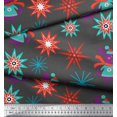 thumbnail image 3 of Soimoi Gray Georgette Viscose Fabric Snowflake & Pig Kids Decor Fabric Printed Yard 42 Inch Wide, 3 of 3