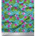 thumbnail image 1 of Soimoi Tissu Crêpe Polyester Imprimé Floral & Feuilles Tropicales au Mètre 42 Pouces de Large, 1 of 3