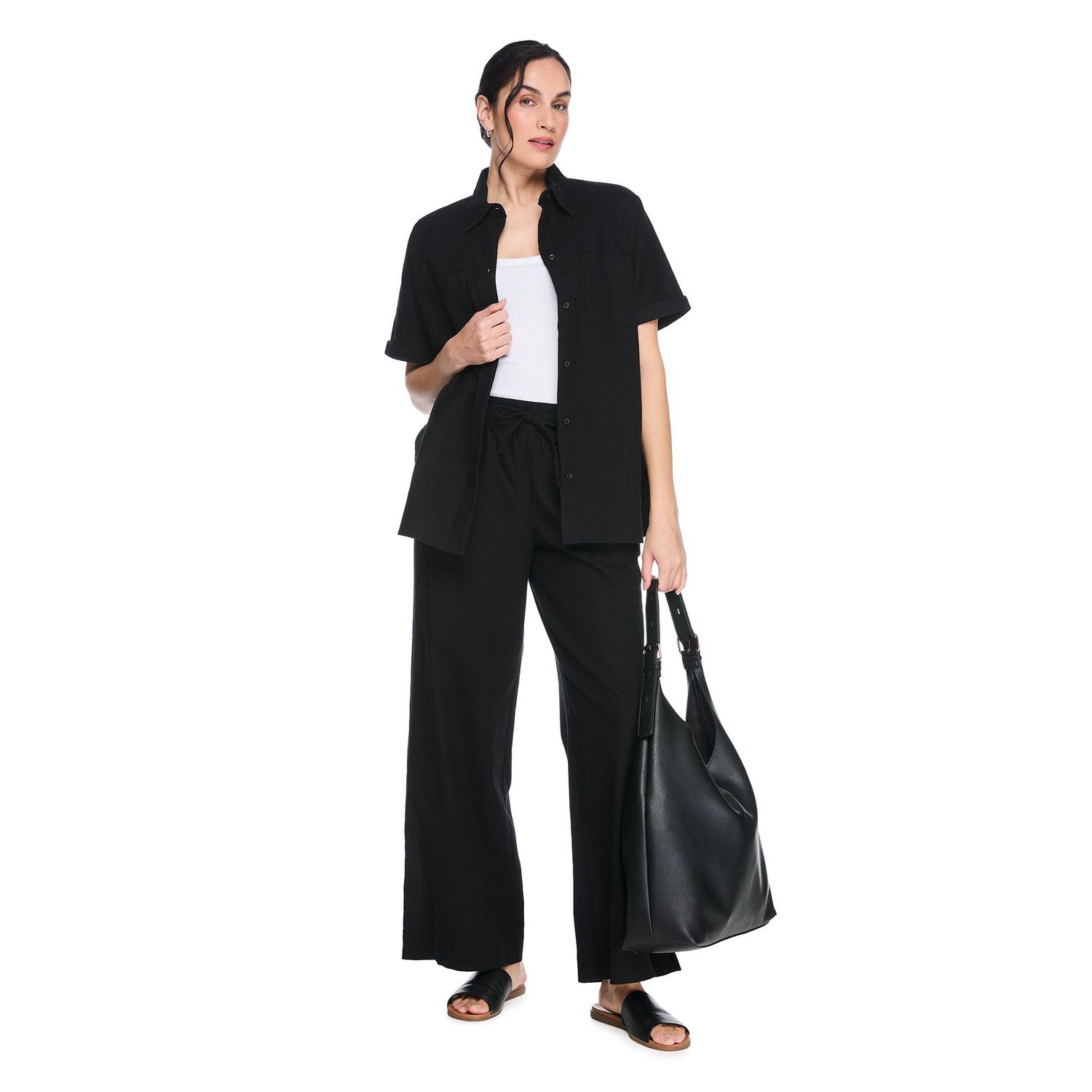 George Women's Linen-Blend Camp Shirt