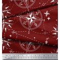 thumbnail image 2 of Soimoi Red Rayon Crepe Fabric Direction Compass Nautical Print Fabric by the Yard 46 Inch Wide, 2 of 5