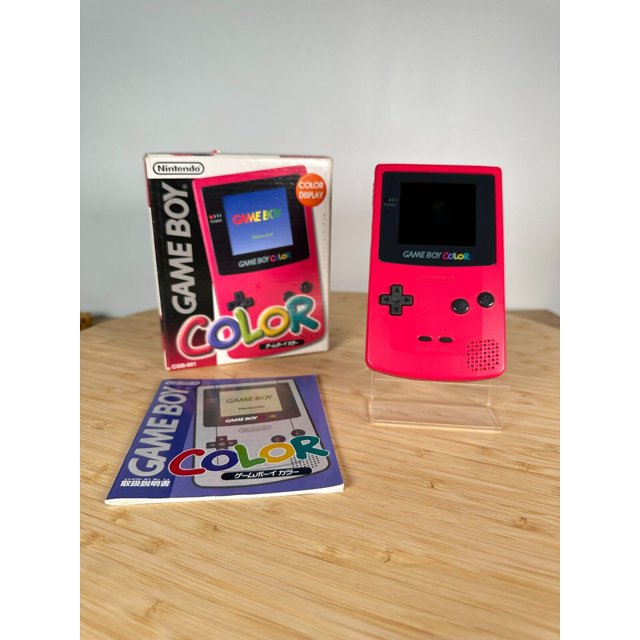 Nintendo GameBoy Color Red Game Boy %100 OEM Genuine CGB-001 with Oriignal Box Manual Region Free GBC, Authentic Tested Works Well, RARE