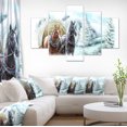 thumbnail image 1 of Painted Scene with Horses in Winter - Landscape Canvas Art Print, 1 of 3