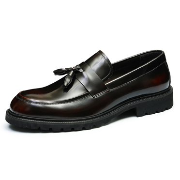 Santimon Wine Red Tassel Loafers for Men Slip on Dress Shoes Classic Modern Casual Shoes US 7
