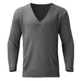 thumbnail image 1 of MIASHUI Men's Fall Winter Pullover V-Neck Solid Color Cardigan Knit Shirt Jacket Long Sleeve Comfort Grey,L, 1 of 5