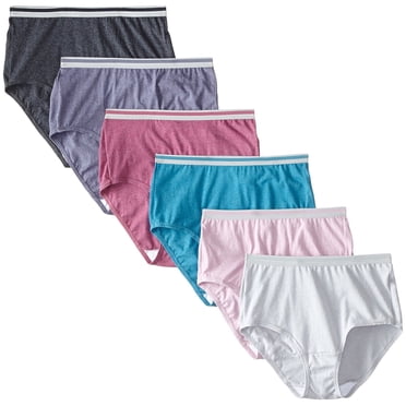 Fruit of the Loom Women`s 6pk Heather Cotton Briefs, 10, Assorted Heathers, 10,