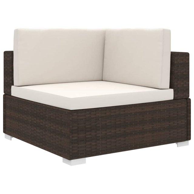 vidaXL Chaise d'Angle Sectionnelle avec Coussins en Rotin Synthétique Brun