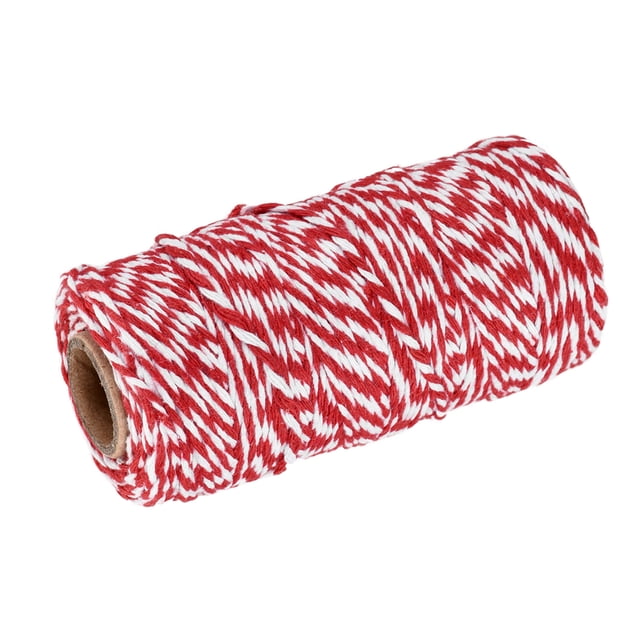 Unique Bargains Twine Packing String Wrapping Cotton Twine 100M Red and White Rope for Gift Wrapping Twine