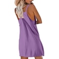 thumbnail image 4 of RBCKVXZ Robe Courte Athlétique Sans Manches pour Femmes avec Short Intégré Été Tennis Entraînement Active Combinaison Sportive Bretelles Spaghetti Robes Violet G, 4 of 8