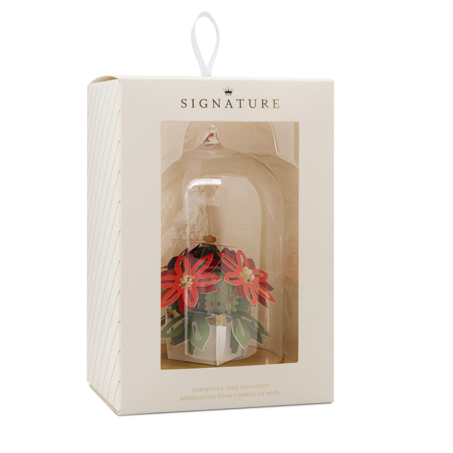 Décoration Hallmark de Noël (Poinsettias dans une cloche, Signature, en verre et papier)