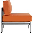 thumbnail image 3 of Modway Chaise Sans Accoudoirs d'Extérieur en Aluminium et Tissu pour Patio, Argent/orange, 3 of 4