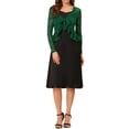 thumbnail image 2 of INSPIRE CHIC Women's Floral Lace Cardigans Tie Front Ruffled Hem Sheer Crop Bolero Shrug S Dark Green, 2 of 6