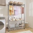 thumbnail image 4 of Yiwa Portable Garment Rack on Wheels, Heavy Duty Metal Clothing Rack with Adjustable Wire Shelves and Hooks, NSF Certified, 4 of 9