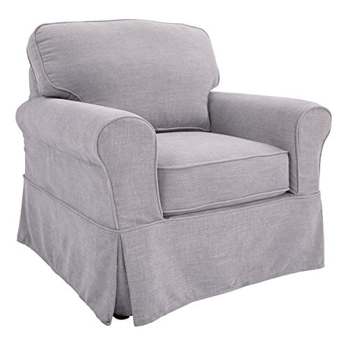 OSP Home Furnishings Ashton Slipcover Round Arm Chair, Grey