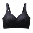 thumbnail image 1 of VEKDONE Woman's Embroidery Back Buckle Thin Style Ventilate Bra Without Steel Rim Black XL, 1 of 5
