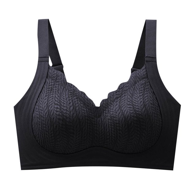 VEKDONE Woman's Embroidery Back Buckle Thin Style Ventilate Bra Without Steel Rim Black XL