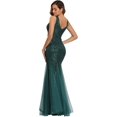 thumbnail image 2 of Sleeveless Double V-Neck Long Mermaid Sequin Formal Evening Dresses, 2 of 5