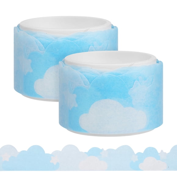Miangastore Cute Printed Washi Tape, 2 Rolls Cloud Printed Washi Tape Japanese-Style Masking Tape Watercolor Washi Masking Tape Aesthetic Journaling Supplies For Planner Diy Crafts