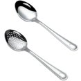 thumbnail image 1 of 2 Pcs Cuillère à Manche Long en Acier Inoxydable Ustensile de Service Portable pour Buffet, 1 of 8