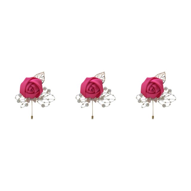 relayinert Broche Moderne Minimaliste Unique et à la Mode Pièce de Déclaration Épingles de Luxe pour Mariages Rose Rouge 3Set