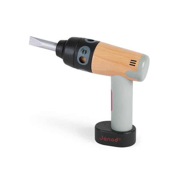 Janod - Brico'Kids - Drill - Wood - Motor Skills Development Toy - Early-Learning - Creative and Imaginative - For Toddlers - From 3 Years + - Multilingual - J06474.