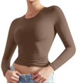 thumbnail image 1 of Timegard Womens Tops Crew Neck Long Sleeve Solid Color Basic Tee Fall Casual Slim Tops Undershirts, 1 of 7